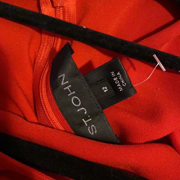 St. John Red Flutter Sleeve Boat Neck Dress - Picture 6 of 6